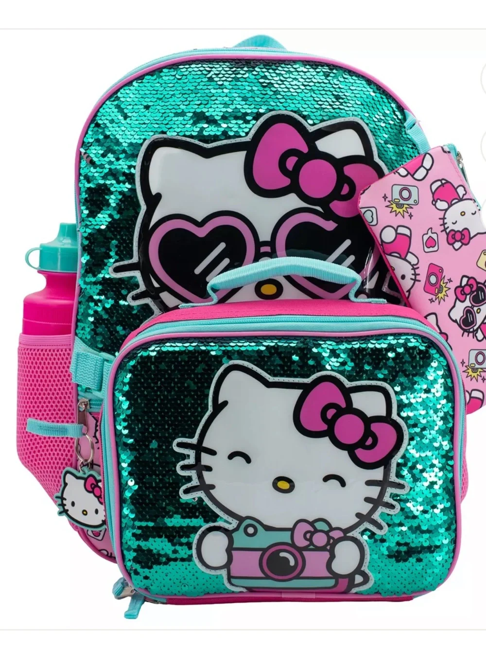 Hello Kitty Kids Backpack & Lunch Bag water bottle 5 Piece Set - NWT